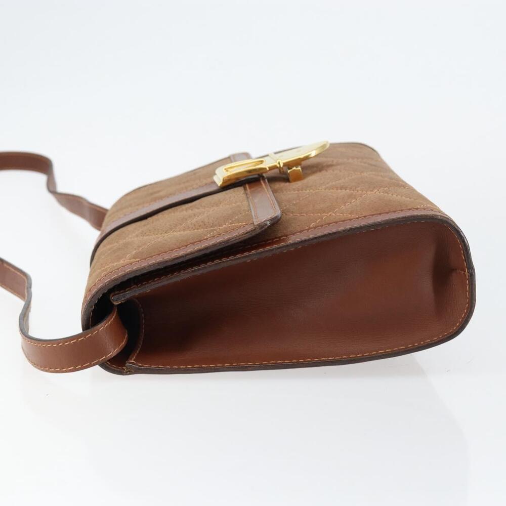 GUCCI Shoulder Bag Suede Leather Brown Gold - Picture 5 of 12